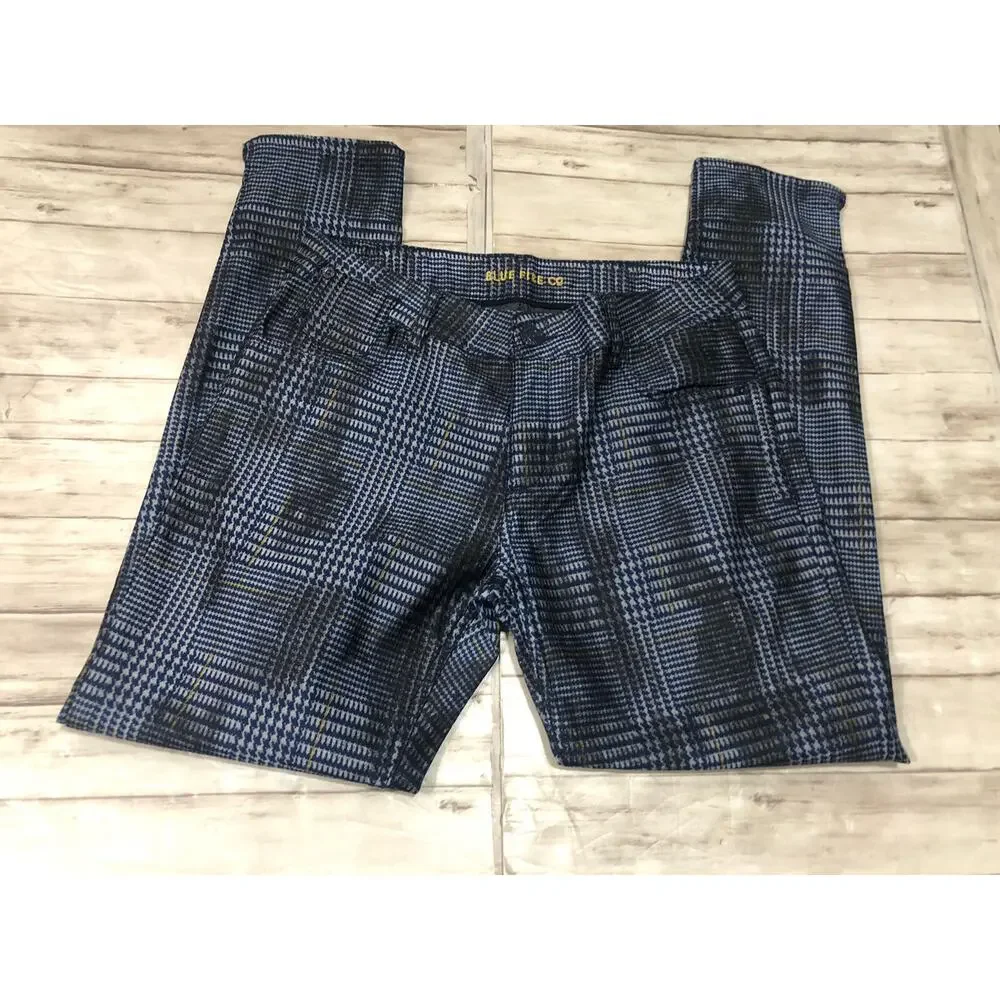 Blue Fire Co Pants Mens 31x29 Plaid Business Chino Blue Career Stretch N240